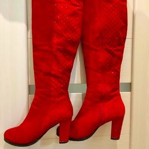 Suede leather w/studs knee high boots